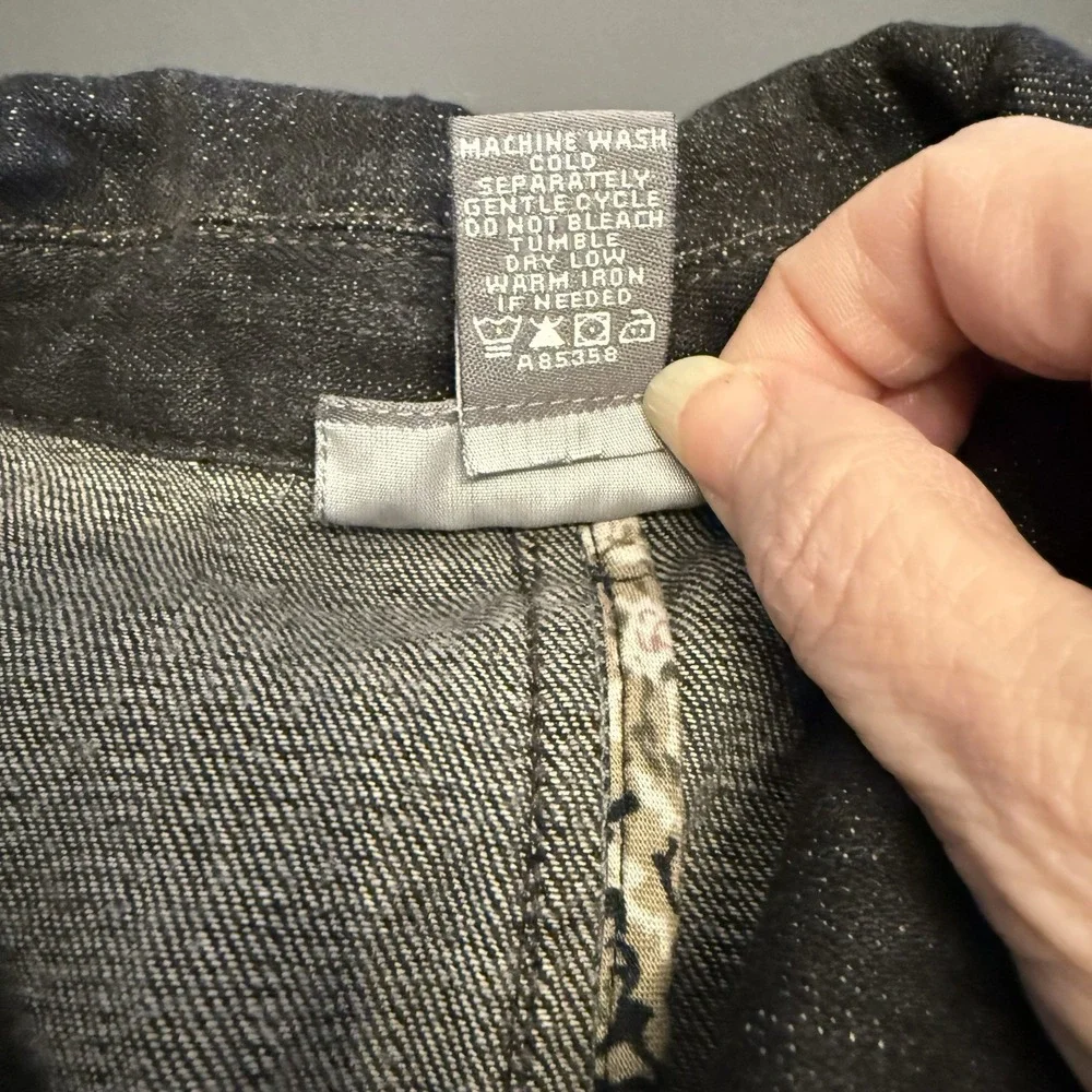 Motto‎ Y2K Denim Blazer Jacket Pleated/Fitted Girly Ruffles VTG  Size Small Blk - Picture 4 of 13